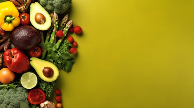 Fondo de verduras frescas con espacio para copiar concepto del Día Mundial Vegano