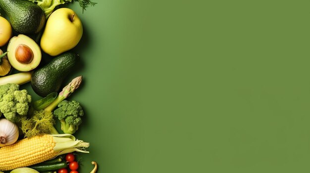 Fondo de verduras frescas con espacio para copiar concepto del Día Mundial Vegano