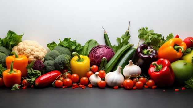 Fondo de verduras frescas fondo blanco con verduras.