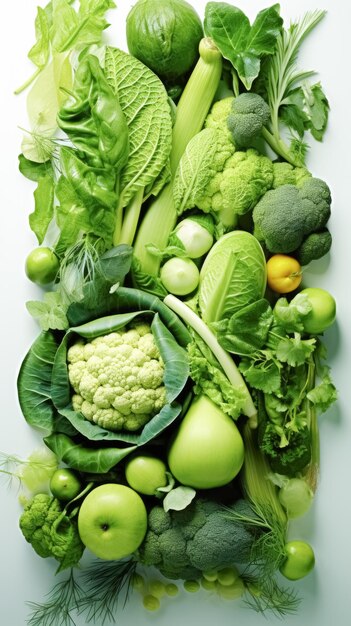 fondo de verduras frescas verdes concepto de alimentos saludables foto de alta calidad