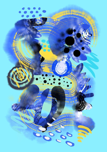 Fondo vertical de trazo de pincel abstracto con elementos geométricos de texturas dibujadas a mano
