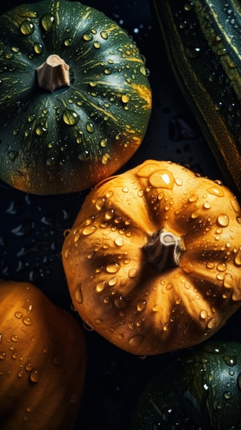 Foto fondo vertical vegetal de calabaza orgánica fresca