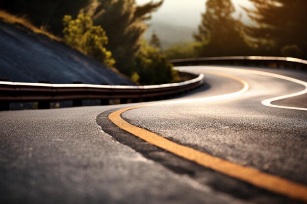 Fondo de la vía de la carretera con curva de asfalto