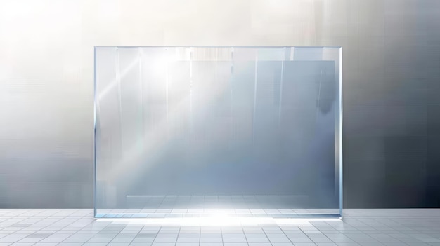 Foto el fondo de vidrio transparente tiene una textura de acrílico y vidrio con resplandores y luz la ventana de vidrio transparent realista está en un marco rectangular