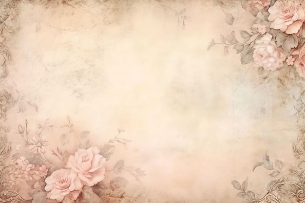 fondo vintage con rosas en el papel viejo