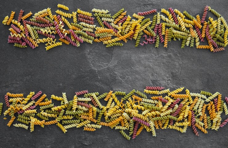Fondo de vista superior de primer plano de pasta multicolor