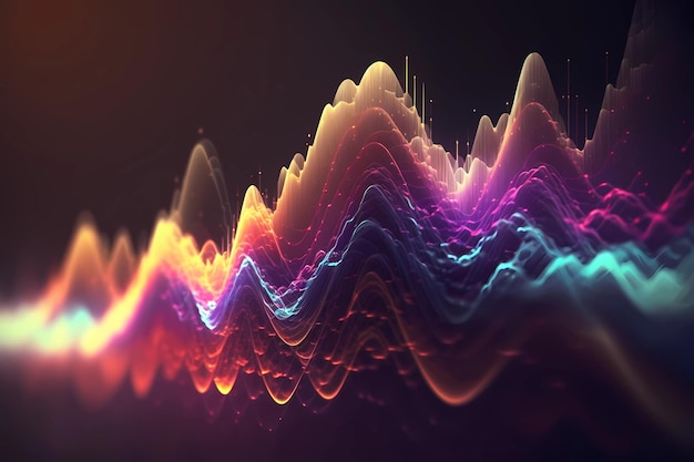 Fondo visual de onda de sonido abstracto 3DMovimiento dinámico ondas de sonido líneas de neón Espectro de energía musical