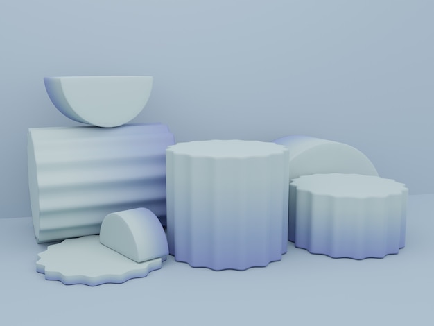 Fondo de visualización de producto de disparo de estudio de color degradado de renderizado 3D con bloque de plataforma de pilar redondo