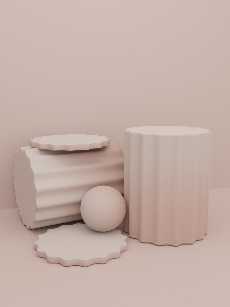 Fondo de visualización de producto de disparo de estudio de color degradado de renderizado 3D con plataforma de pilar redondo