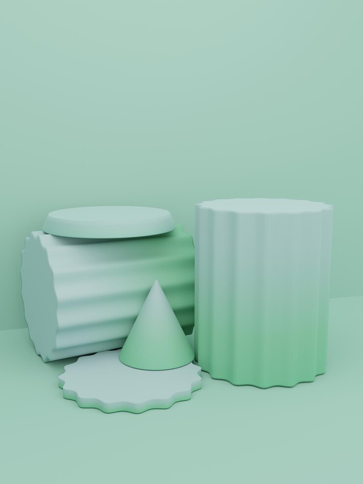 Fondo de visualización de producto de disparo de estudio de color degradado de renderizado 3D con plataforma de pilar redondo