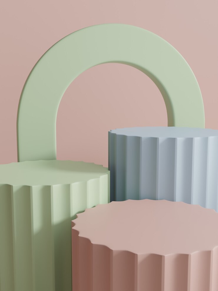 Fondo de visualización de producto de disparo de estudio de varios colores de renderizado 3D con bloques de plataforma de apilamiento