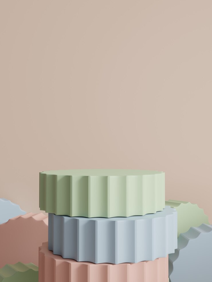 Fondo de visualización de producto de disparo de estudio de varios colores de renderizado 3D con bloques de plataforma de apilamiento