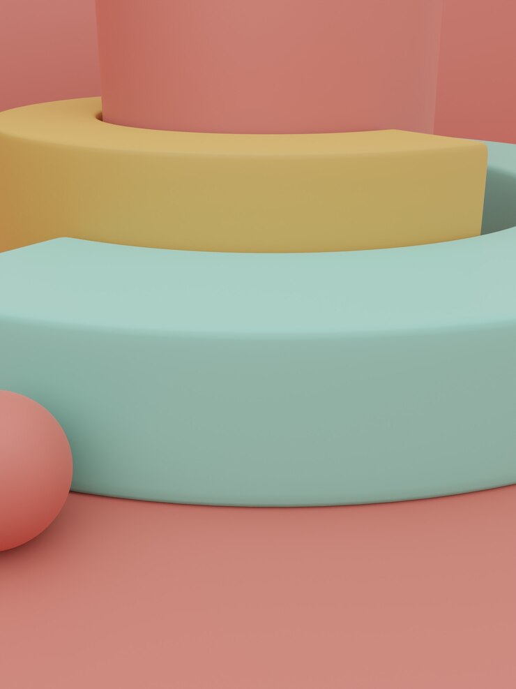 Fondo de visualización de producto de disparo de estudio de varios colores de renderizado 3D con bloques de rompecabezas de arco iris