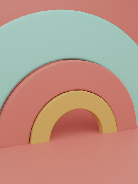 Fondo de visualización de producto de disparo de estudio de varios colores de renderizado 3D con bloques de rompecabezas de arco iris