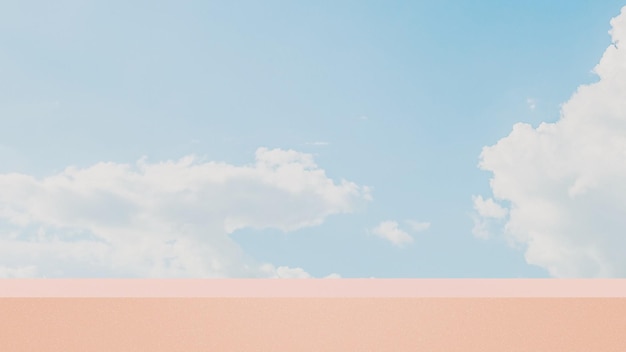Un fondo de visualización del producto con un fondo de cielo brillante en el paisaje