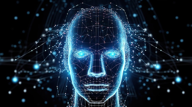 Fondo web de tecnología de inteligencia artificial abstracta Ilustración de concepto virtual