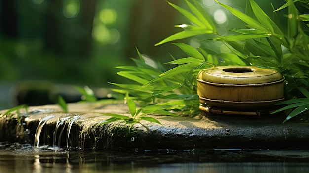 El fondo zen de bambú para la meditación