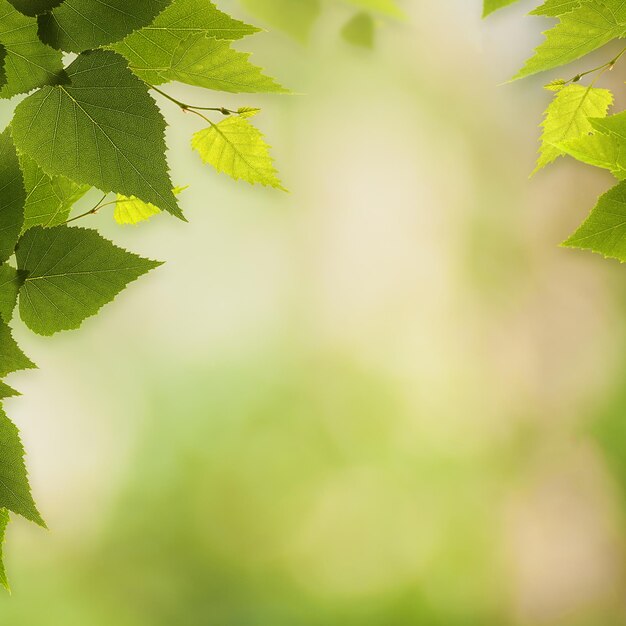 Fondos ambientales abstractos con follaje de abedul y bokeh de belleza