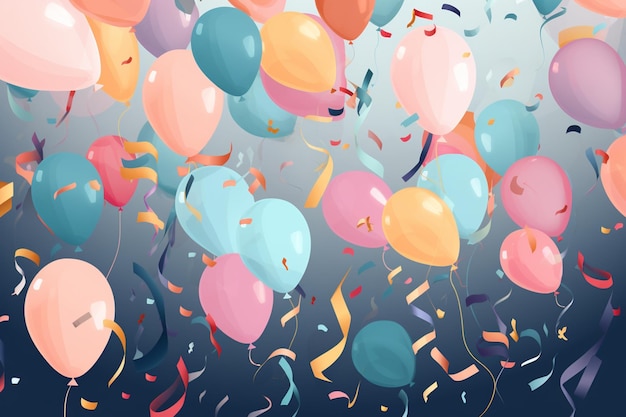 Fondos de fiestas de cumpleaños globos confeti aparatos de fiestas