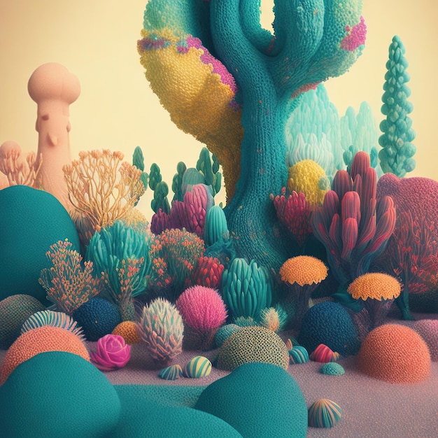 fondos naturales con toques de surrealismo utilizando colores inusuales