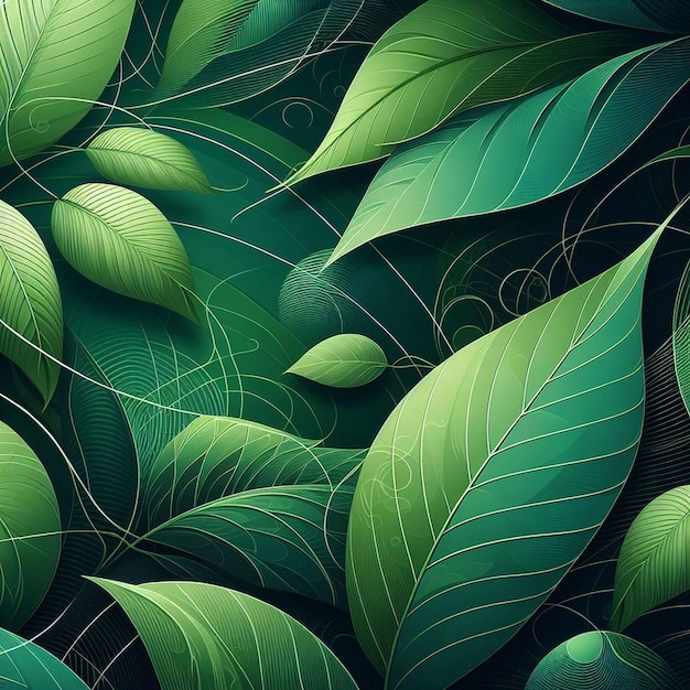 Foto los fondos de la naturaleza de las hojas, la ilustración del patrón, el diseño de telón de fondo de las plantas, el resumen, una ilustración de papel tapiz de la naturaleza verde vibrante.