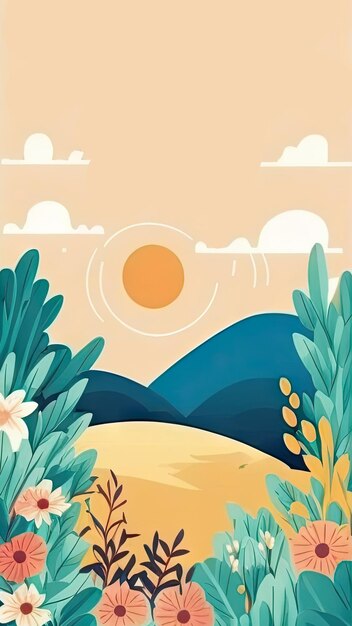 Fondos de paisajes naturales de primavera de verano con espacio de copia para texto utilizado para tarjetas de felicitación de Banner y plantillas de diseño de historias de medios sociales