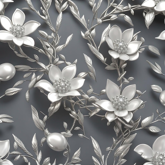 Fondos de pantalla 3d flor clasica joyeria plata