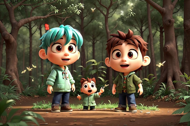 Fondos de pantalla de bosque de dibujos animados con kids_ai generados