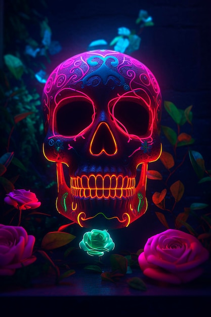 Fondos de pantalla de calaveras de neón que seguro alegrarán tu día de muertos