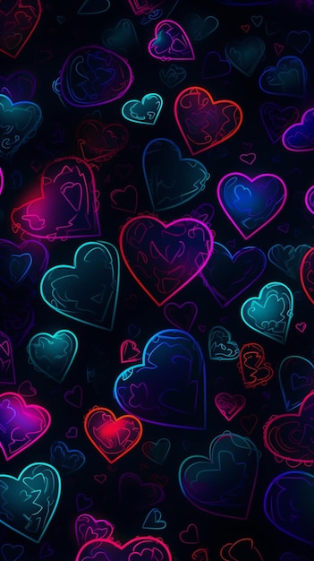 Fondos de pantalla de corazones de neón que son para Android