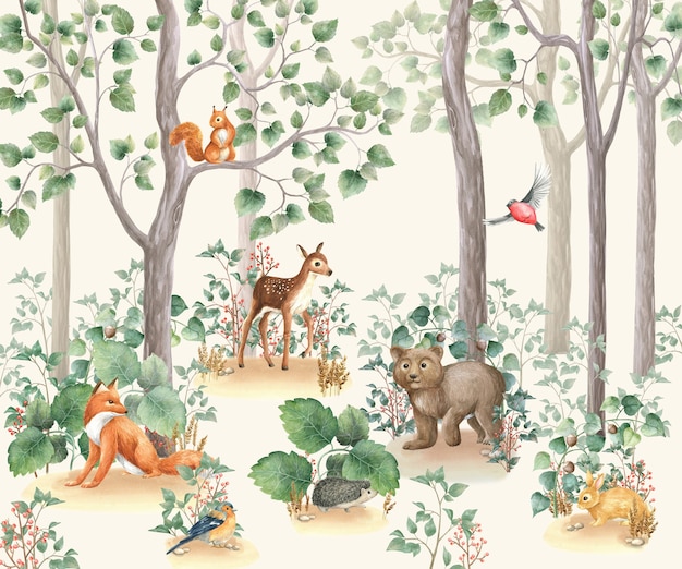 Fondos de pantalla de ilustración de acuarela de Woodland stories