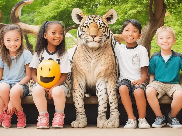 Fondos De Pantalla De Niños Felices Y Salvajes En El Zoológico Ai Generado