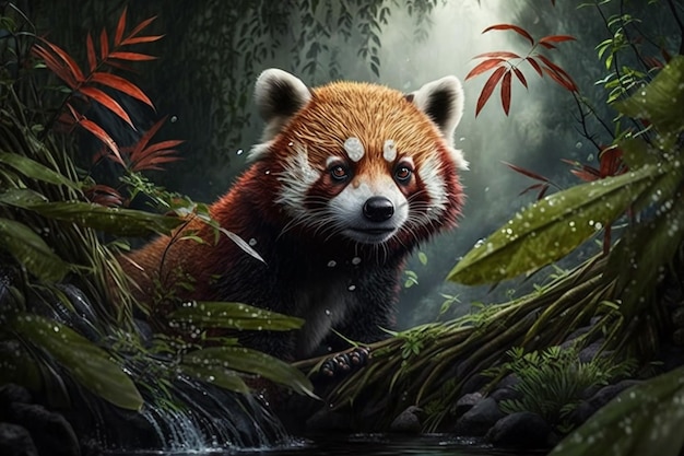 Fondos de pantalla de panda rojo en la jungla