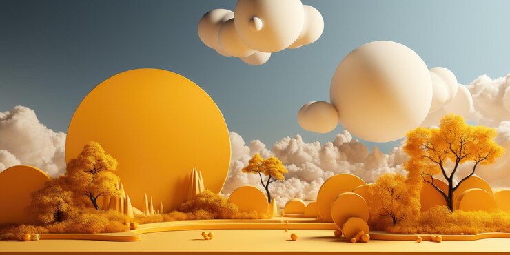 con fondos de patrón de nubes amarillos diseños de escenario minimalistas espejo formas redondeadas azul cielo