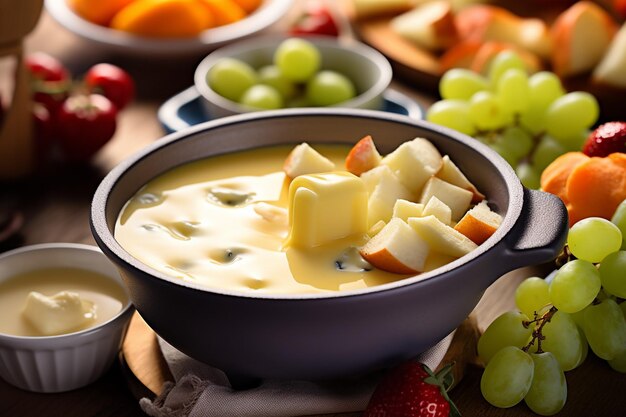 fondue de queso con chocolate para el postre