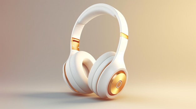 Fones de ouvido 3D render amante da música fundo minimalista