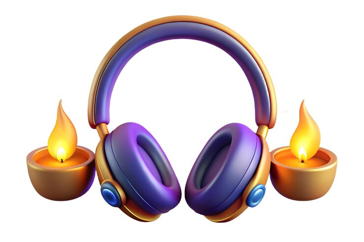 Foto fones de ouvido futuristas com diás brillantes flutuantes para a celebração bhai dooj creative stock photo c