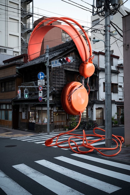 Fones de ouvido gigantes na vida cotidiana