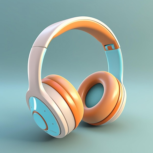 Fones de ouvido premium 3d de desenho animado