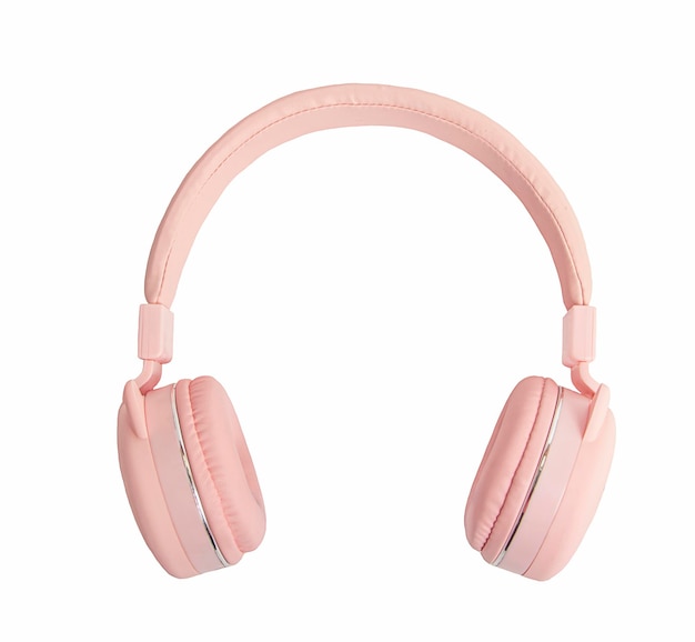 Foto fones de ouvido rosa isolados em um fundo branco