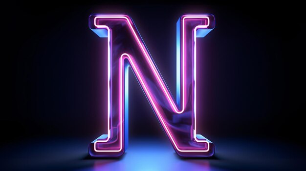 Foto font de néon 3d renderização 3d de luz de néon azul e rosa