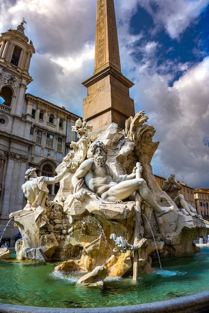 Fontana dei Quattro Fiumi, Piazza Navona in Rom.