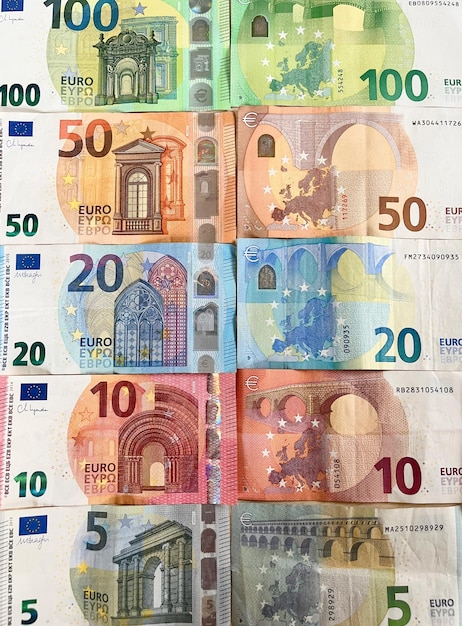 Foto fonte das notas de euro notas de euro moeda de euro moedas da europa