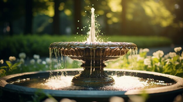 Fonte de água no meio de um parque