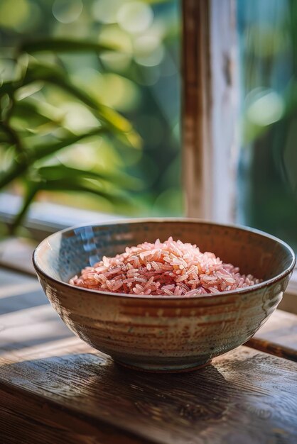 Fonte de arroz rosa novo e saudável
