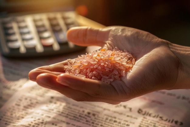 Fonte de arroz rosa novo e saudável