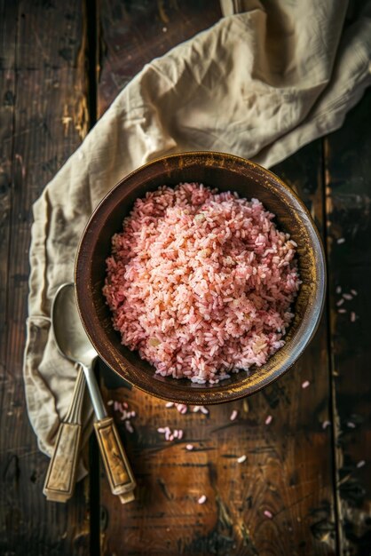 Fonte de arroz rosa novo e saudável