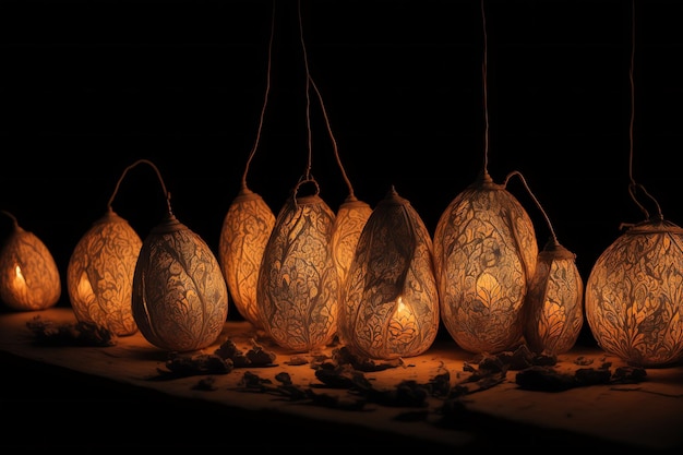 Foto fonte de celebração feliz de diwali com lâmpadas tradicionais