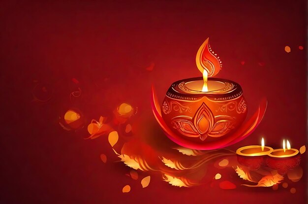 Fonte de celebração feliz de Diwali com lâmpadas tradicionais