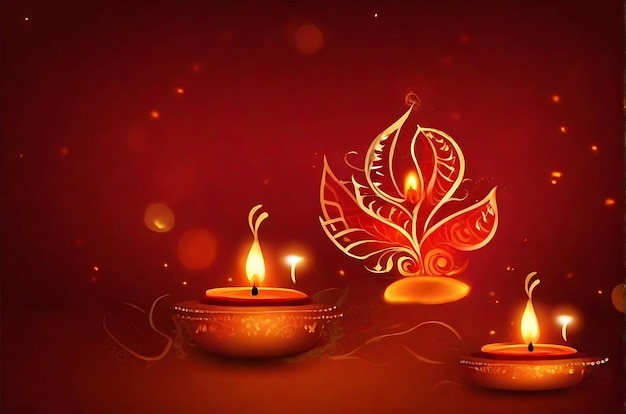 Fonte de celebração feliz de Diwali com lâmpadas tradicionais